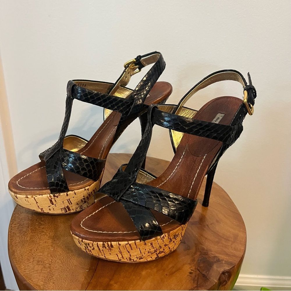 Miu miu RARE black Whips Lucinda stiletto platforms women’s 8